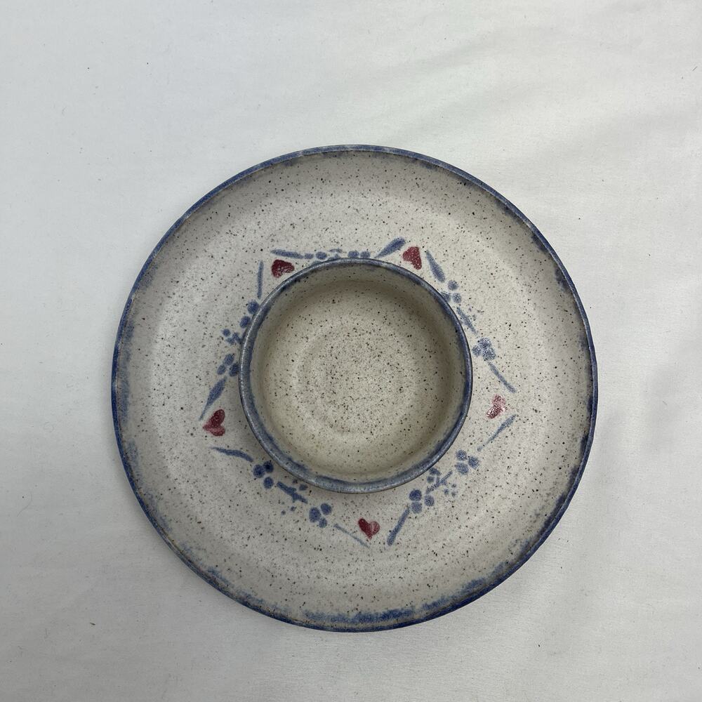 Chip and Dip Salt glazed stoneware studio pottery Serving platter signed